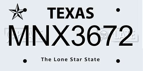 MNX3672 Texas License Plate