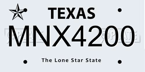 MNX4200 Texas License Plate
