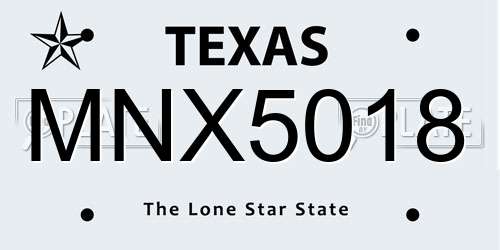 MNX5018 Texas License Plate
