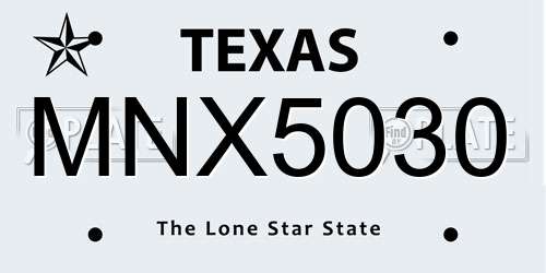 MNX5030 Texas License Plate