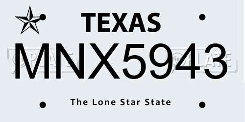 MNX5943 Texas License Plate