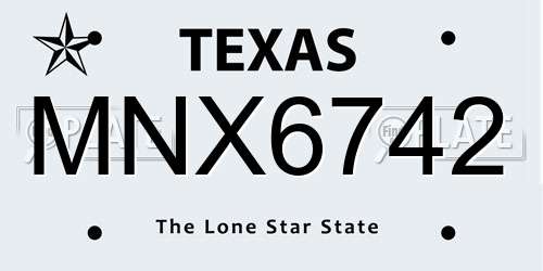 MNX6742 Texas License Plate