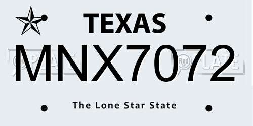 MNX7072 Texas License Plate