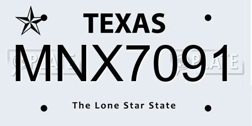 MNX7091 Texas License Plate