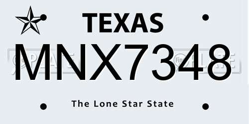 MNX7348 Texas License Plate