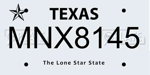 MNX8145 Texas License Plate
