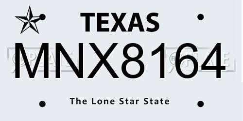 MNX8164 Texas License Plate