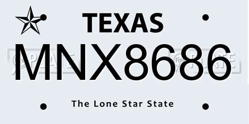 MNX8686 Texas License Plate