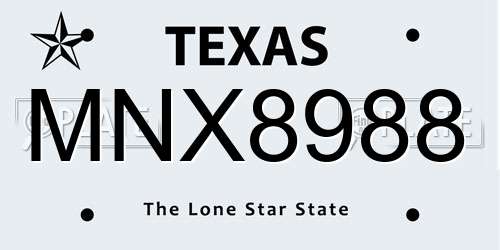 MNX8988 Texas License Plate
