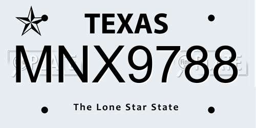 MNX9788 Texas License Plate