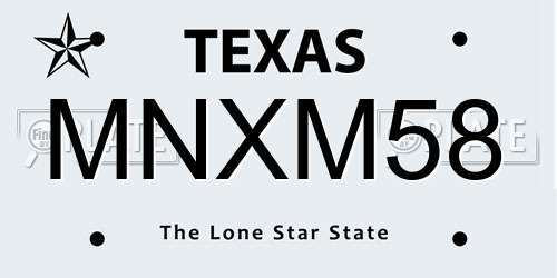 MNXM58 Texas License Plate