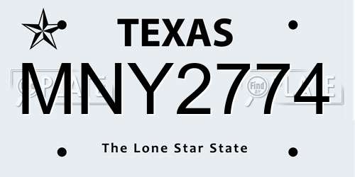MNY2774 Texas License Plate