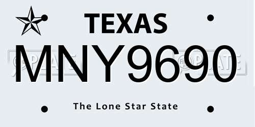 MNY9690 Texas License Plate