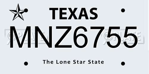 MNZ6755 Texas License Plate