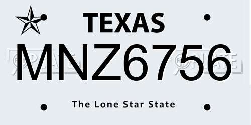 MNZ6756 Texas License Plate