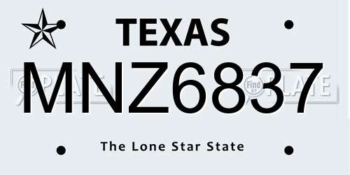 MNZ6837 Texas License Plate