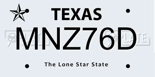 MNZ76D Texas License Plate