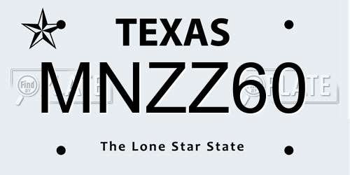 MNZZ60 Texas License Plate