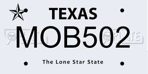 MOB502 Texas License Plate