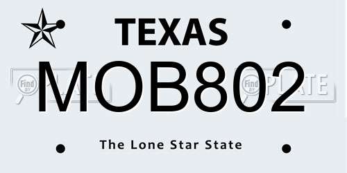 MOB802 Texas License Plate