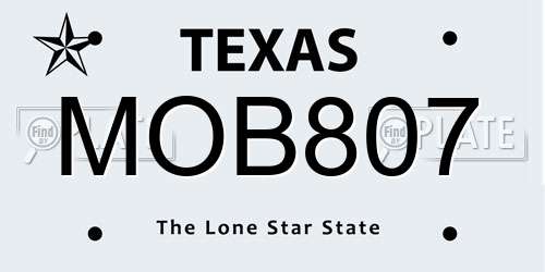 MOB807 Texas License Plate