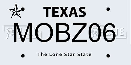 MOBZ06 Texas License Plate