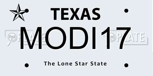MODI17 Texas License Plate