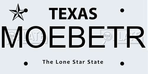 MOEBETR Texas License Plate