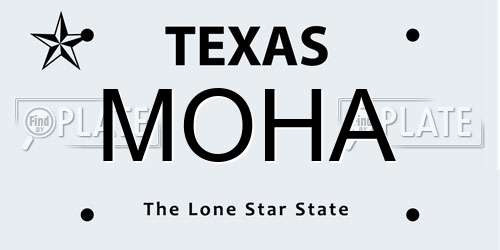 MOHA Texas License Plate