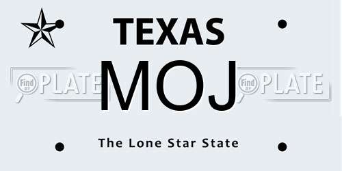 MOJ Texas License Plate