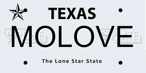 MOLOVE Texas License Plate
