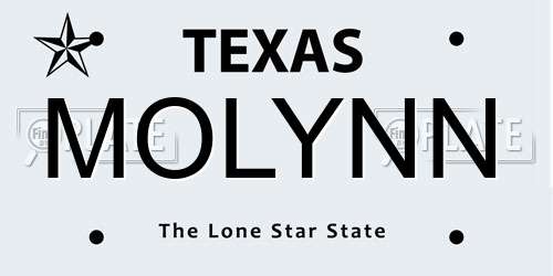 MOLYNN Texas License Plate