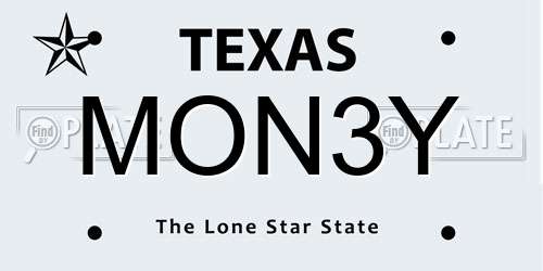 MON3Y Texas License Plate