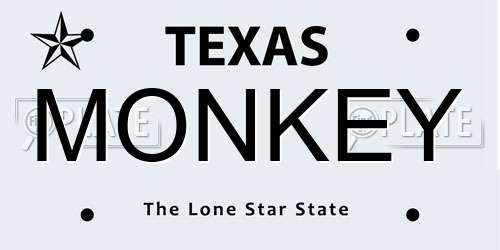 MONKEY Texas License Plate