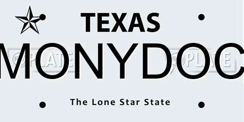 MONYDOC Texas License Plate