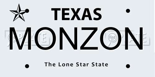 MONZON Texas License Plate