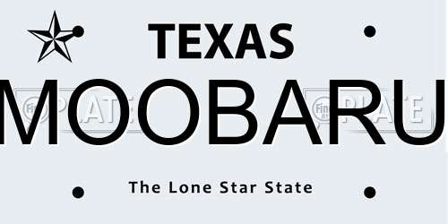 MOOBARU Texas License Plate