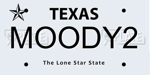 MOODY2 Texas License Plate