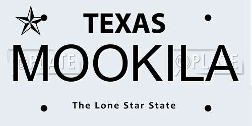 MOOKILA Texas License Plate