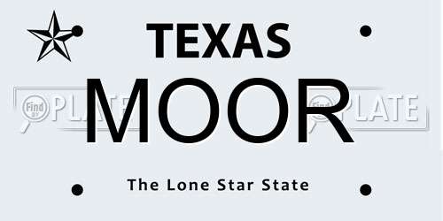 MOOR Texas License Plate