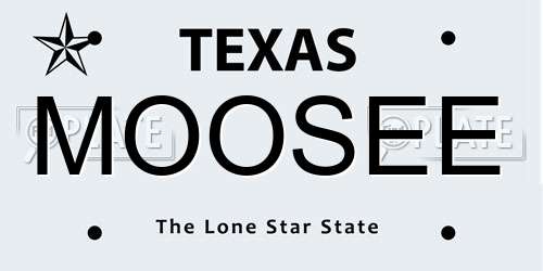 MOOSEE Texas License Plate