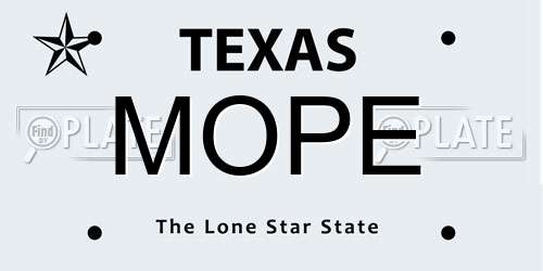 MOPE Texas License Plate
