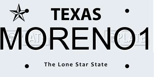 MORENO1 Texas License Plate