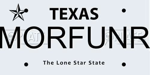 MORFUNR Texas License Plate