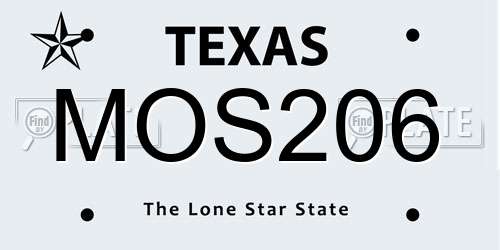 MOS206 Texas License Plate