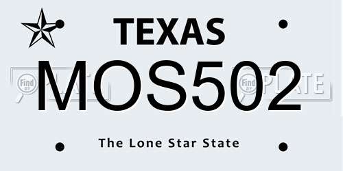 MOS502 Texas License Plate
