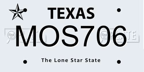 MOS706 Texas License Plate