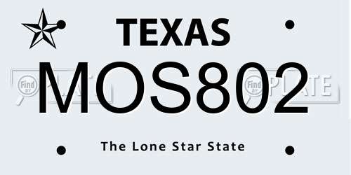 MOS802 Texas License Plate