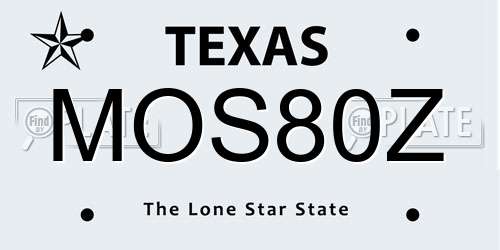 MOS80Z Texas License Plate