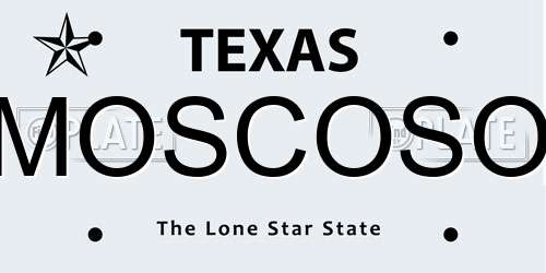 MOSCOSO Texas License Plate